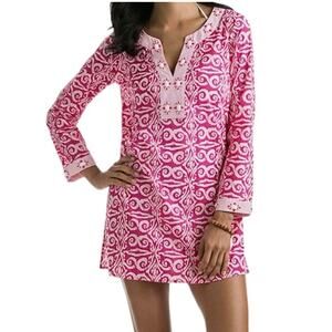 Vineyard Vines XS Salt Island tile print swim cover up tunic dress SW2 9048